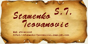 Stamenko Teovanović vizit kartica